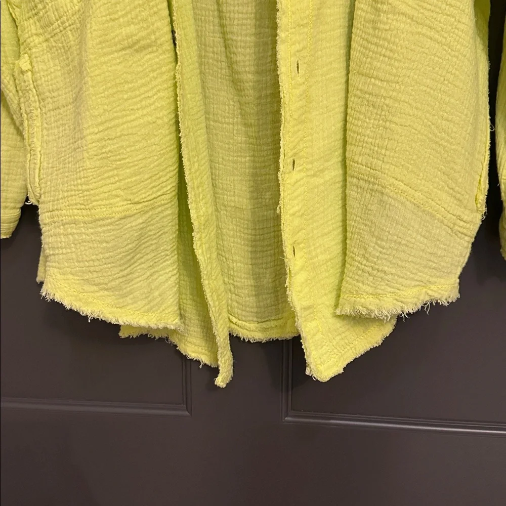 We The Free Summer Daydream Lime Green Textured Oversized Top NWT Size L - Picture 5 of 11